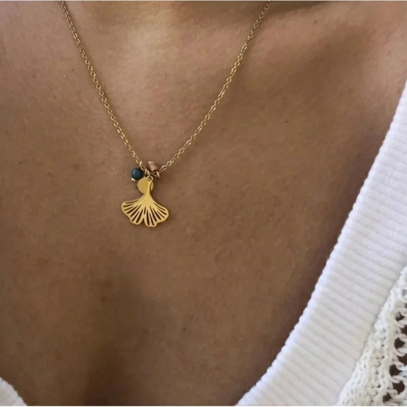 2 LEFT! Gold Leaf Necklace Charm Boho Minimalist - Picture 5 of 10